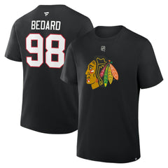 NHL Connor Bedard Chicago Blackhawks Fanatics Authentic Stack Name & Number T-Shirt