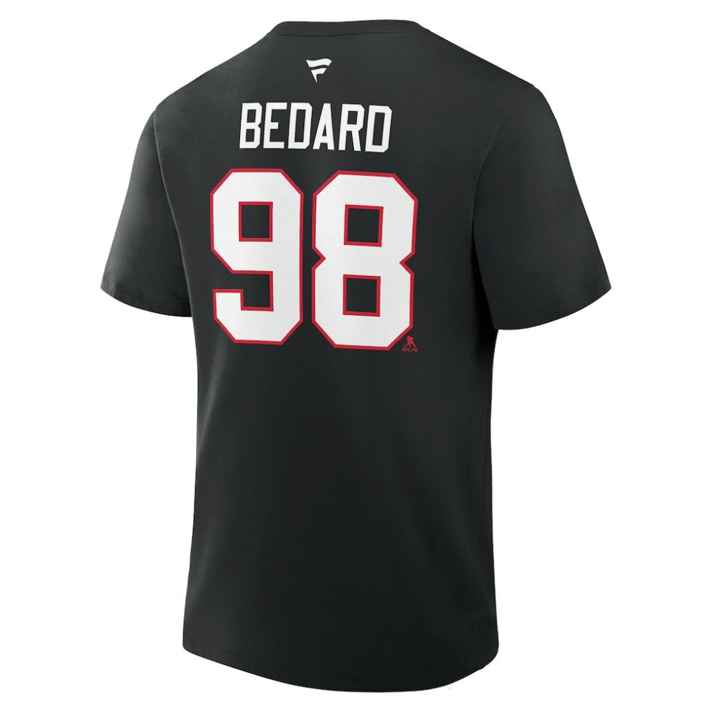 NHL Connor Bedard Chicago Blackhawks Fanatics Authentic Stack Name & Number T-Shirt