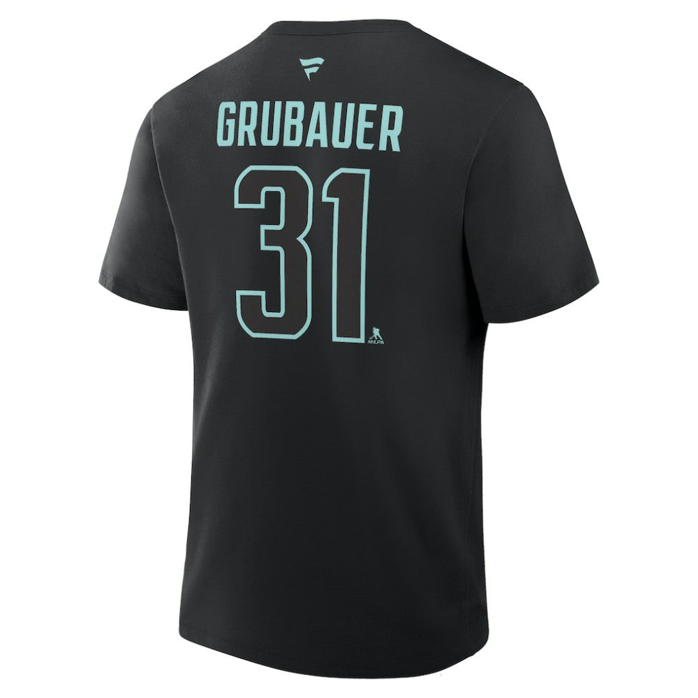 NHL Philipp Grubauer Seattle Kraken Fanatics Authentic Stack Name & Number T-Shirt