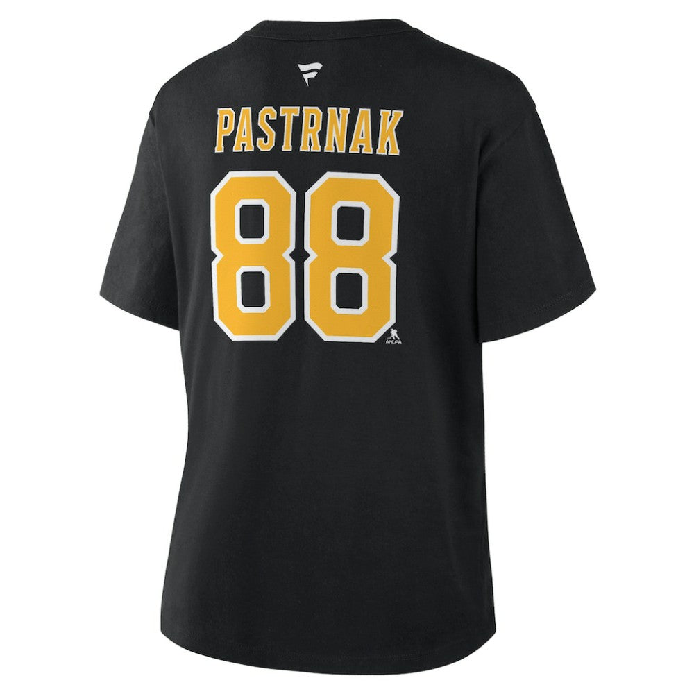NHL David Pastrnak Boston Bruins Fanatics Women's Authentic Stack Name & Number T-Shirt