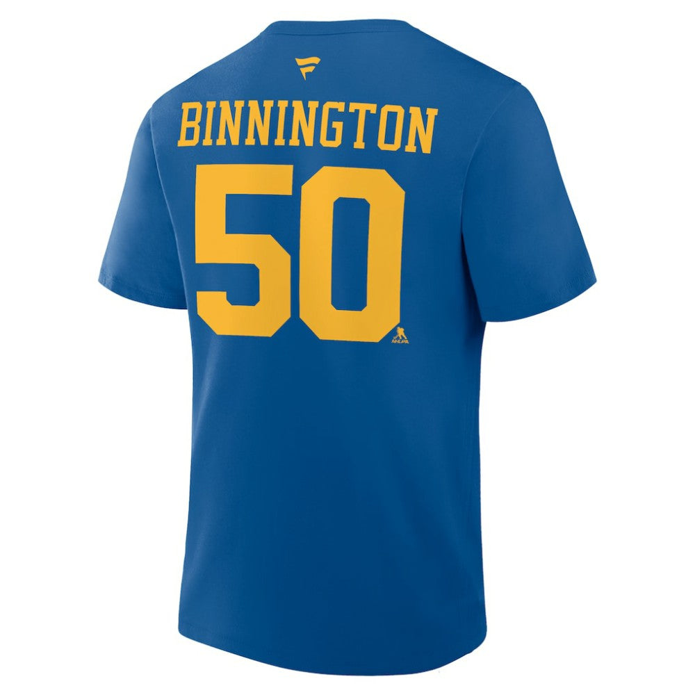 NHL Jordan Binnington St. Louis Blues Fanatics Authentic Stack Name & Number T-Shirt