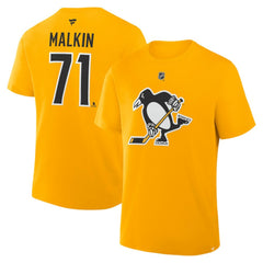 NHL Evgeni Malkin Pittsburgh Penguins Fanatics Authentic Stack Name & Number T-Shirt