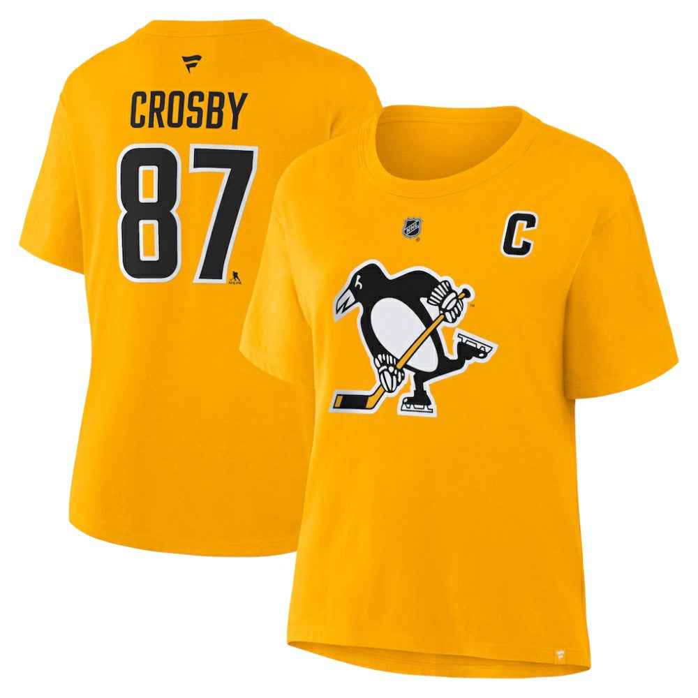 NHL Sidney Crosby Pittsburgh Penguins Fanatics Women's Authentic Stack Name & Number T-Shirt