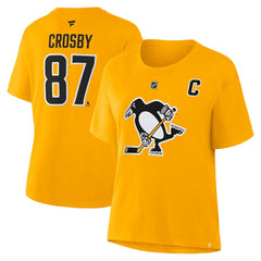 NHL Sidney Crosby Pittsburgh Penguins Fanatics Women's Authentic Stack Name & Number T-Shirt