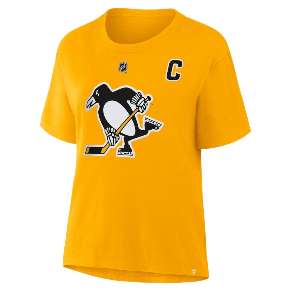 NHL Sidney Crosby Pittsburgh Penguins Fanatics Women's Authentic Stack Name & Number T-Shirt