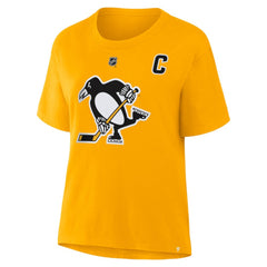 NHL Sidney Crosby Pittsburgh Penguins Fanatics Women's Authentic Stack Name & Number T-Shirt