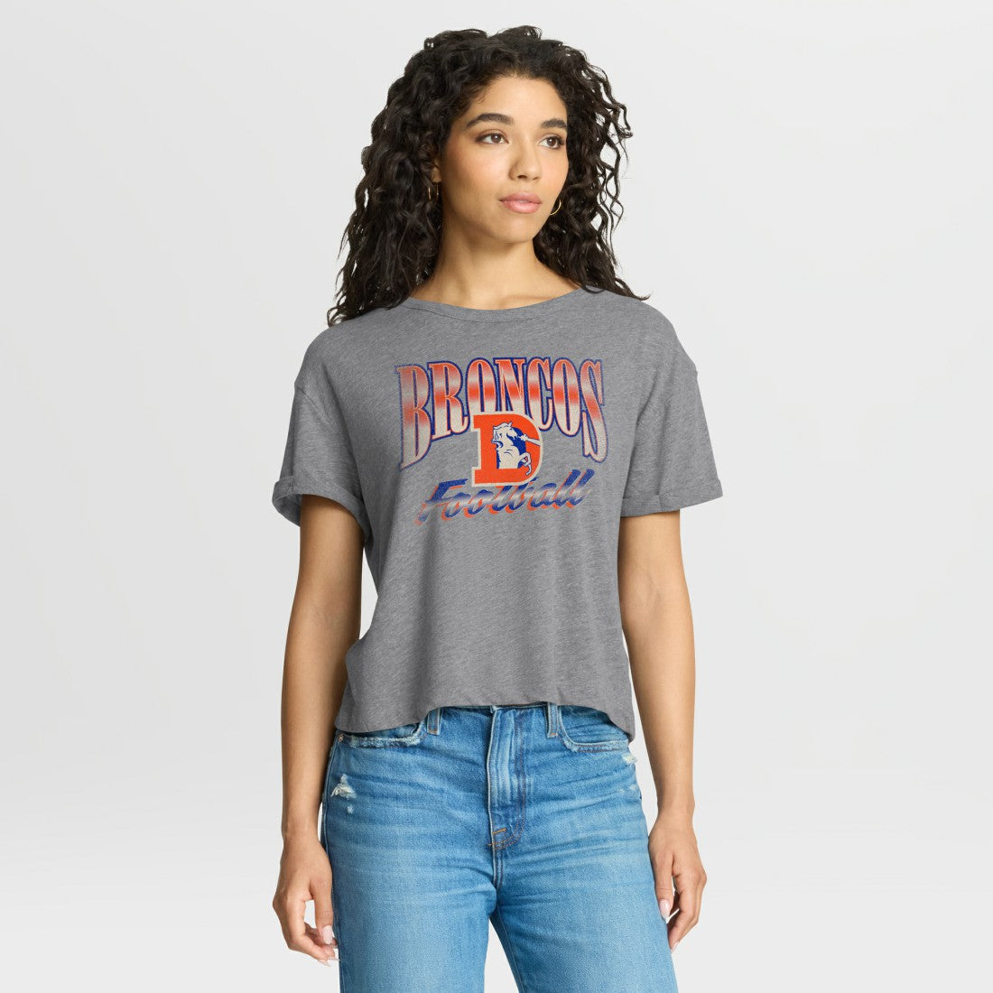 Women's Overplayed Tribute Tri-Blend Boxy T-Shirt - Denver Broncos T-shirts