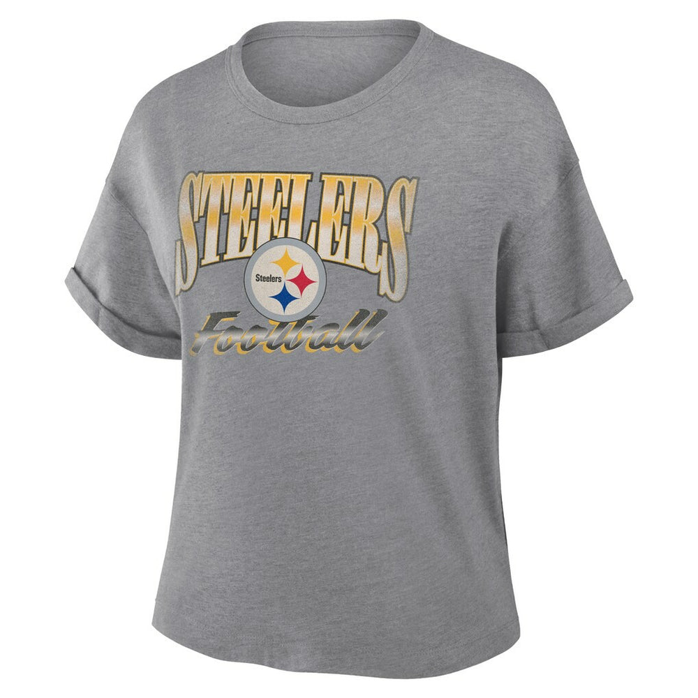 Women's Overplayed Tribute Tri-Blend Boxy T-Shirt - Pittsburgh Steelers T-shirts