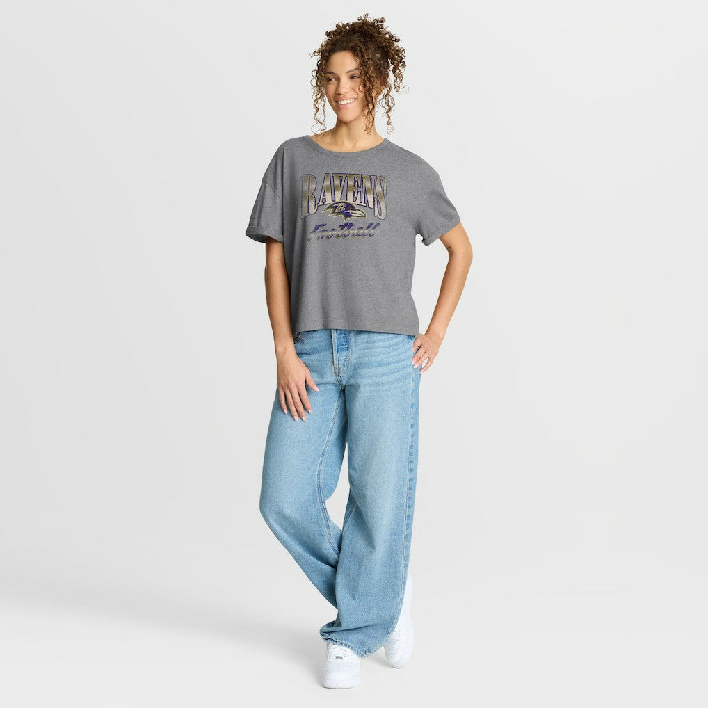 Women's Overplayed Tribute Tri-Blend Boxy T-Shirt - Baltimore Ravens T-shirts