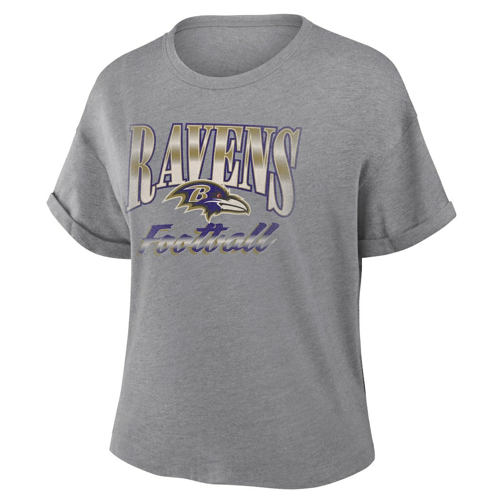 Women's Overplayed Tribute Tri-Blend Boxy T-Shirt - Baltimore Ravens T-shirts