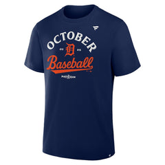 Navy Detroit Tigers Fanatics 2025 MLB Postseason Locker Room T-Shirt