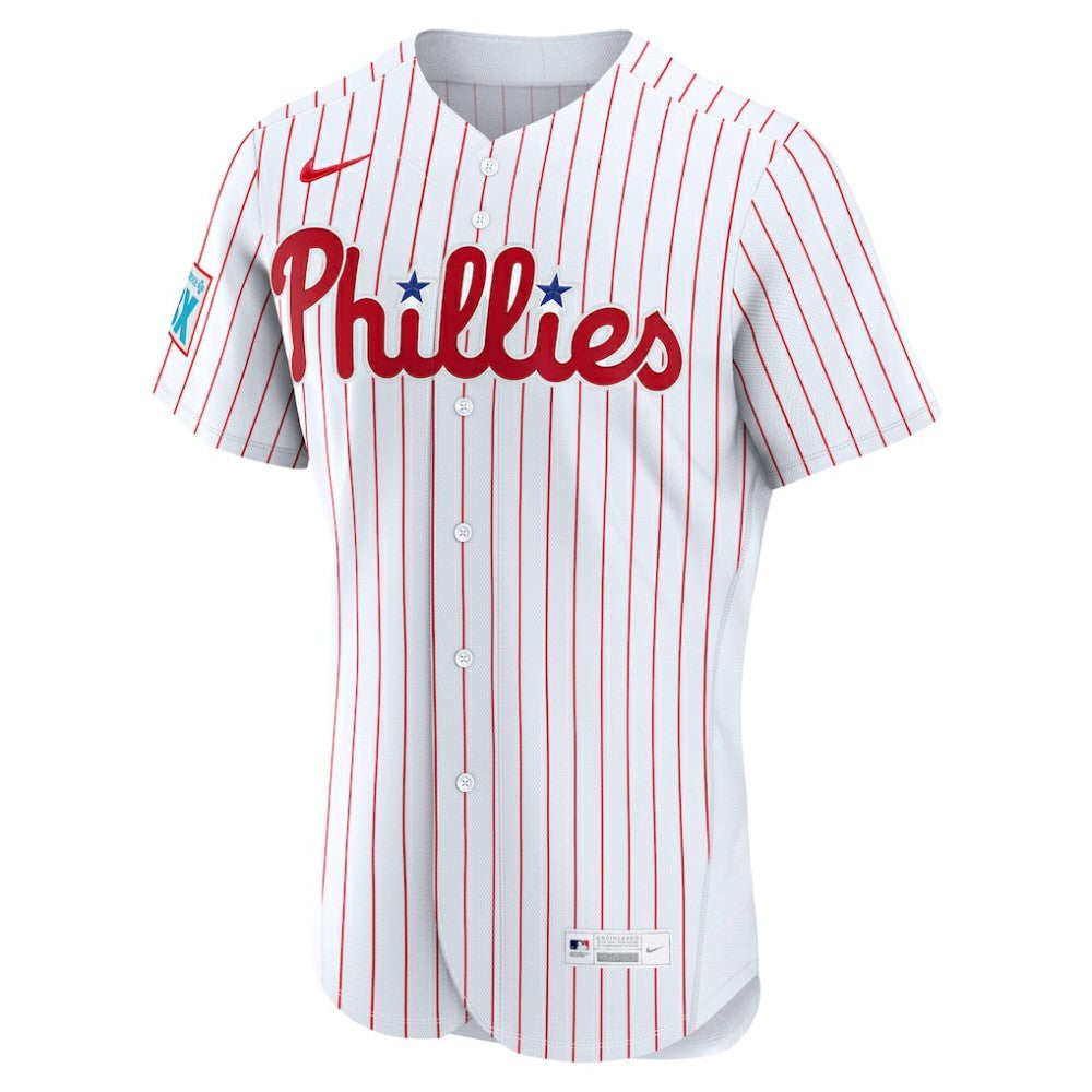 White Philadelphia Phillies Nike Home Sponsor Patch Authentic Jersey