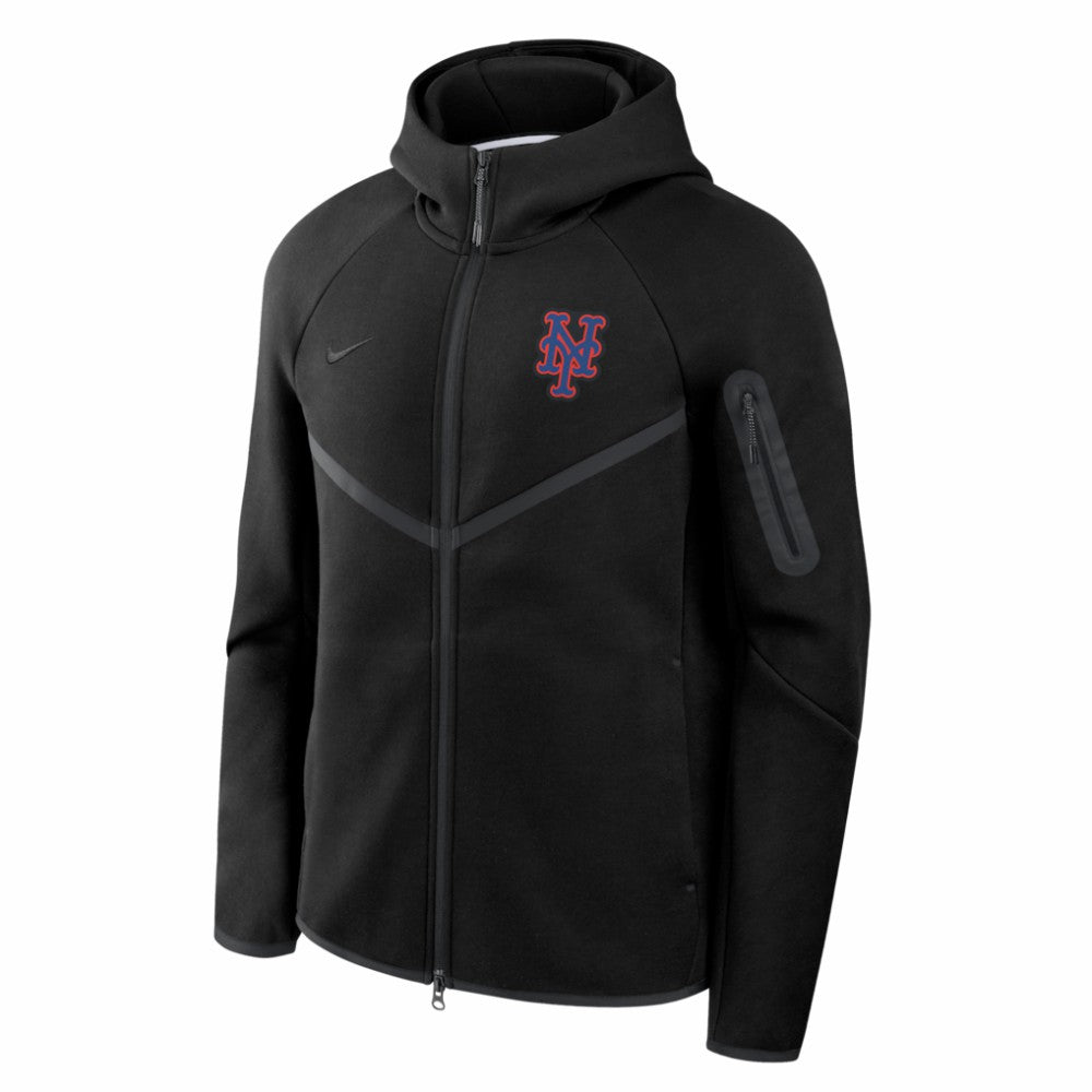 Black New York Mets Nike Tech Fleece Raglan Full-Zip Windrunner Hoodie