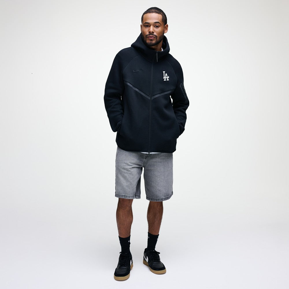 Black Los Angeles Dodgers Nike Tech Fleece Raglan Full-Zip Windrunner Hoodie