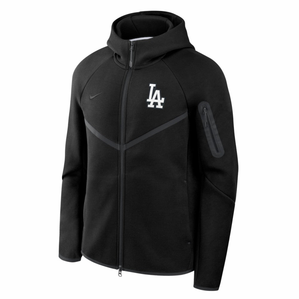 Black Los Angeles Dodgers Nike Tech Fleece Raglan Full-Zip Windrunner Hoodie