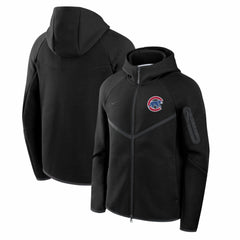 Black Chicago Cubs Nike Tech Fleece Raglan Full-Zip Windrunner Hoodie