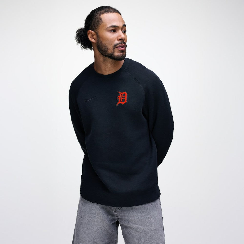 Black Detroit Tigers Nike Tech Fleece Raglan Sweatshirt