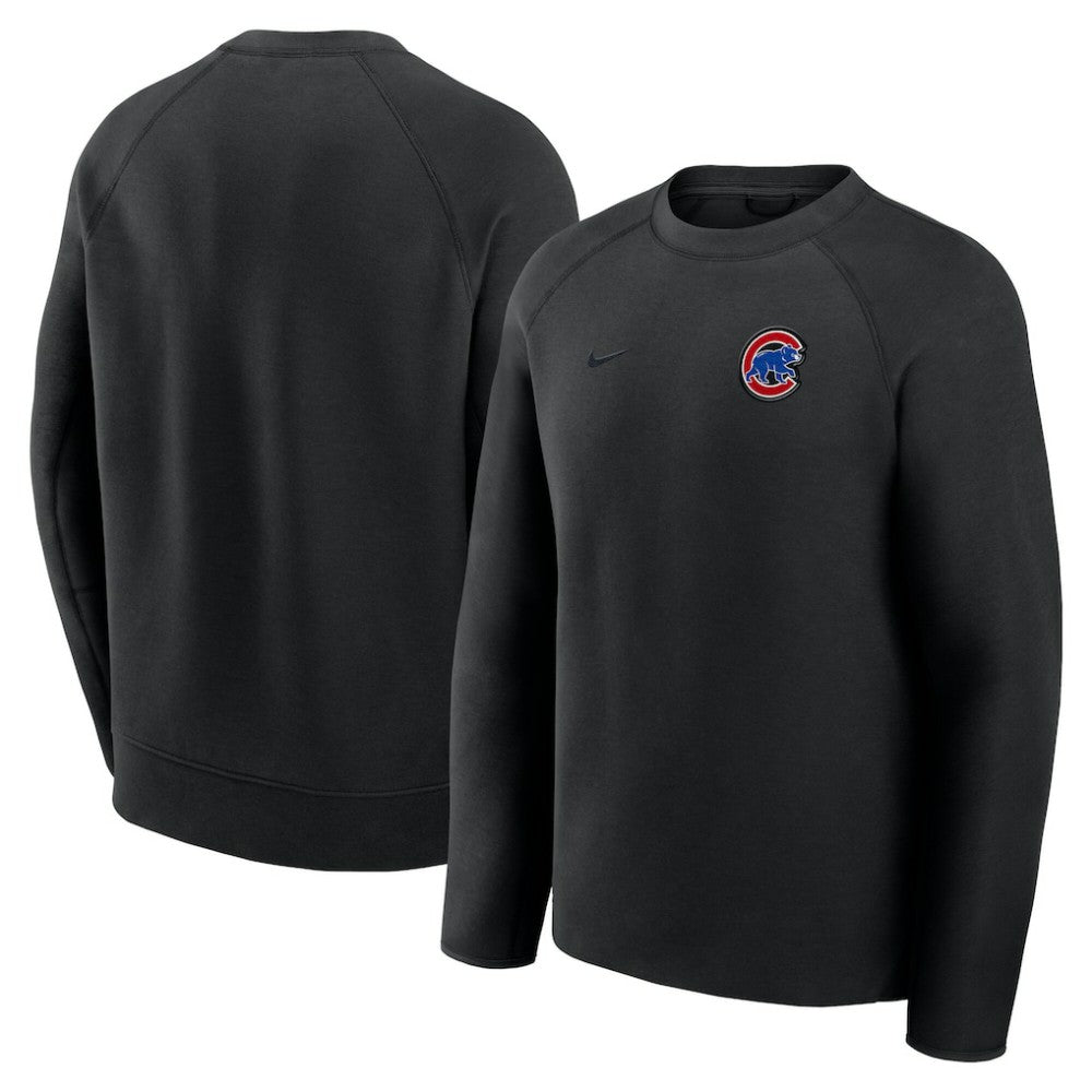 Black Chicago Cubs Nike Tech Fleece Raglan Sweatshirt