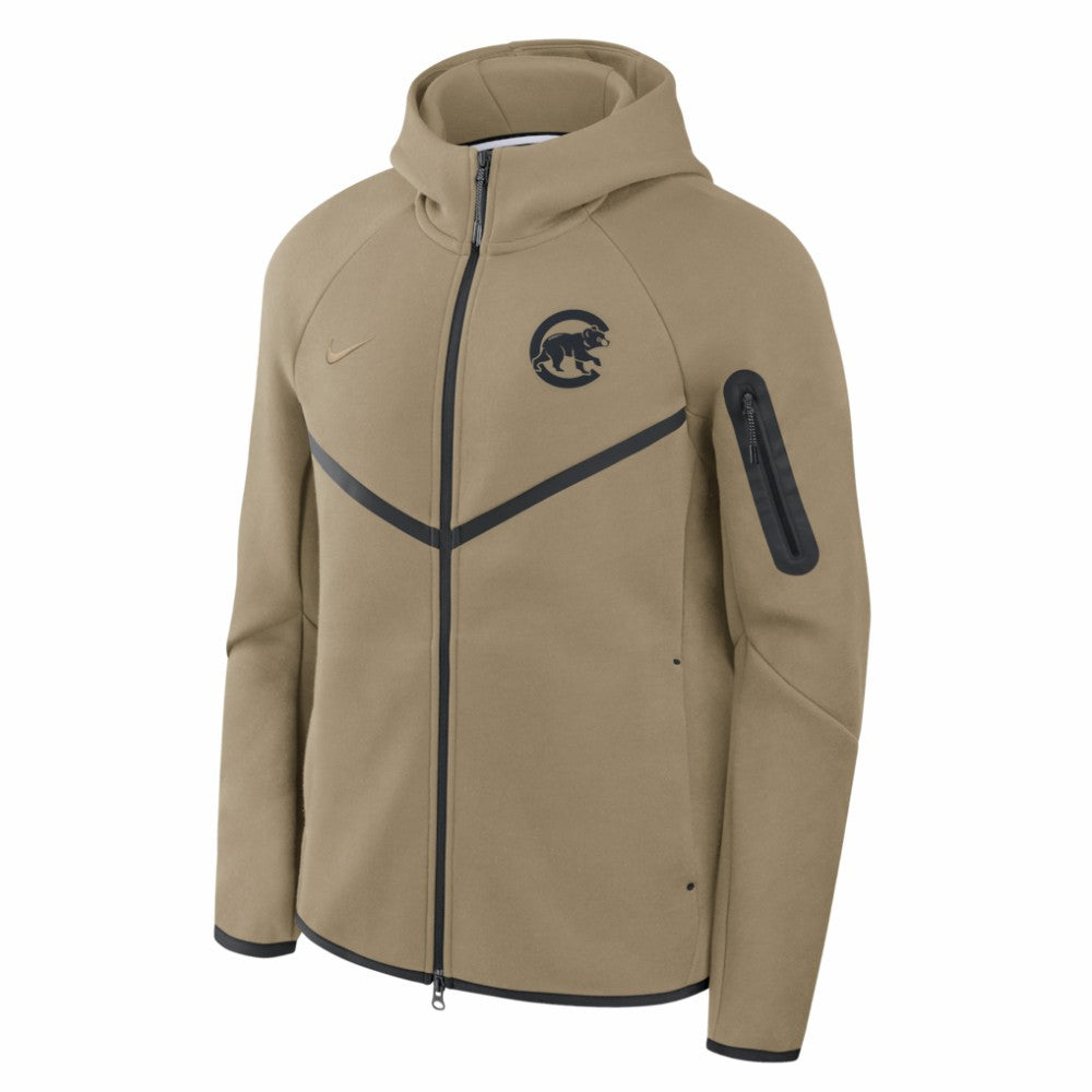 Tan Chicago Cubs Nike Tech Fleece Raglan Full-Zip Windrunner Hoodie