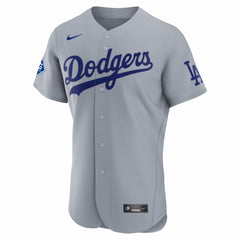 Gray Los Angeles Dodgers Nike Road Sponsor Patch Authentic Jersey