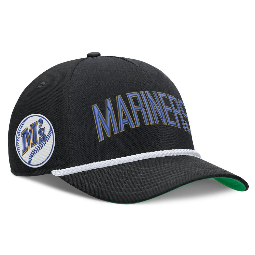 Black Seattle Mariners Nike Cooperstown Collection Rise Adjustable Hat