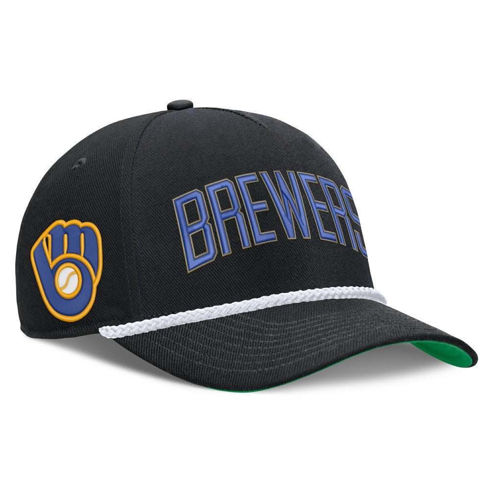 Black Milwaukee Brewers Nike Cooperstown Collection Rise Adjustable Hat