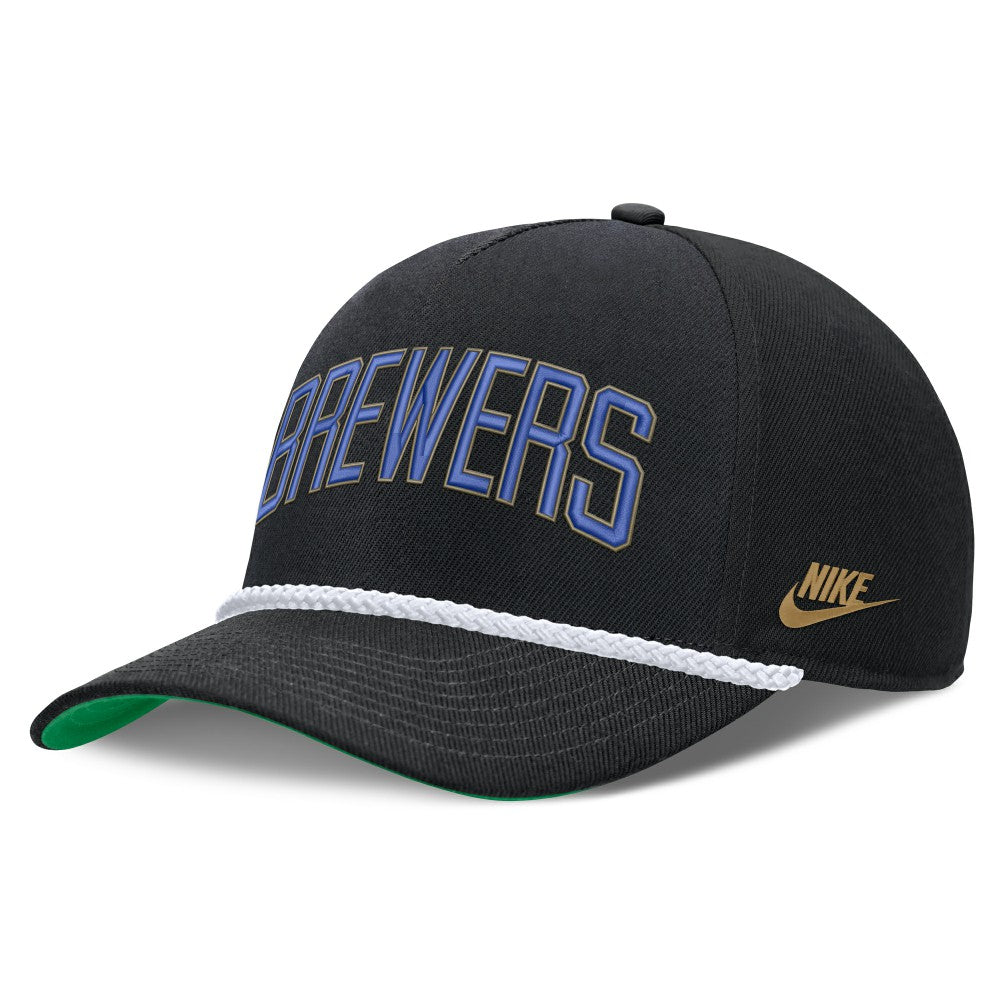 Black Milwaukee Brewers Nike Cooperstown Collection Rise Adjustable Hat