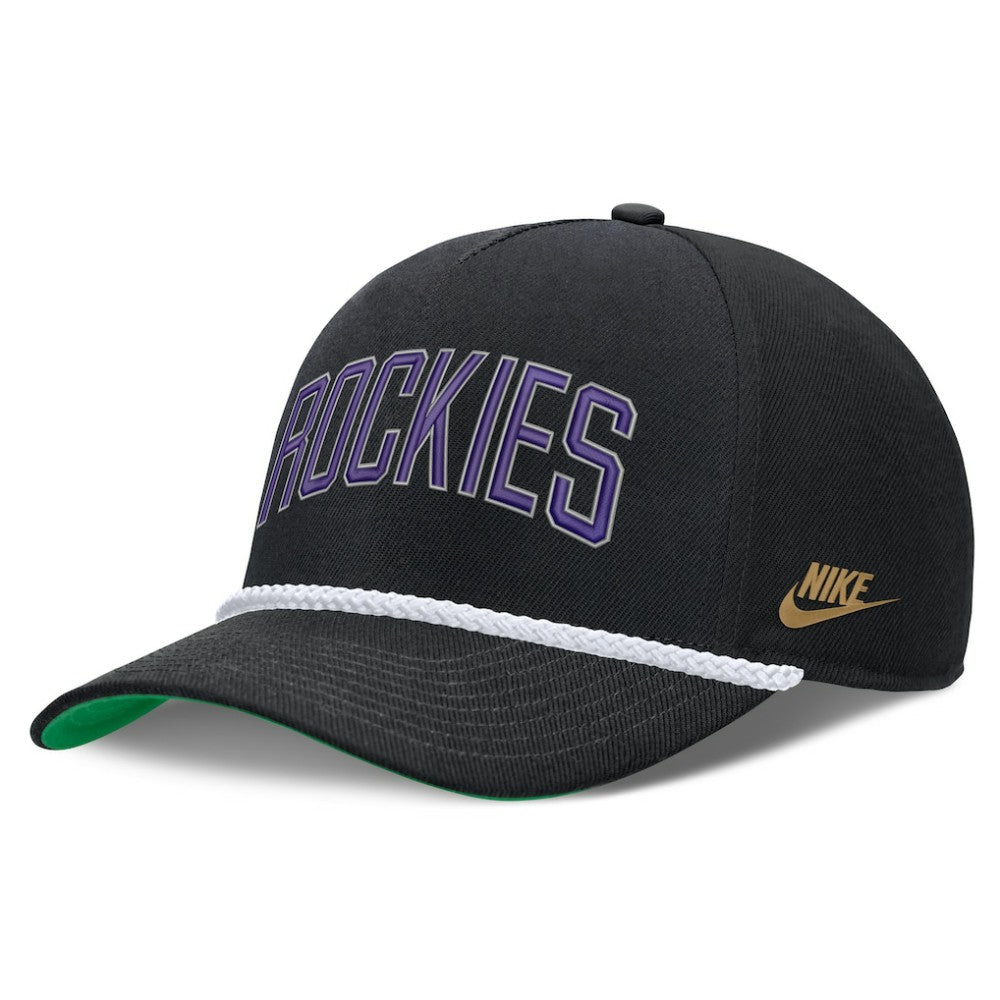 Black Colorado Rockies Nike Cooperstown Collection Rise Adjustable Hat