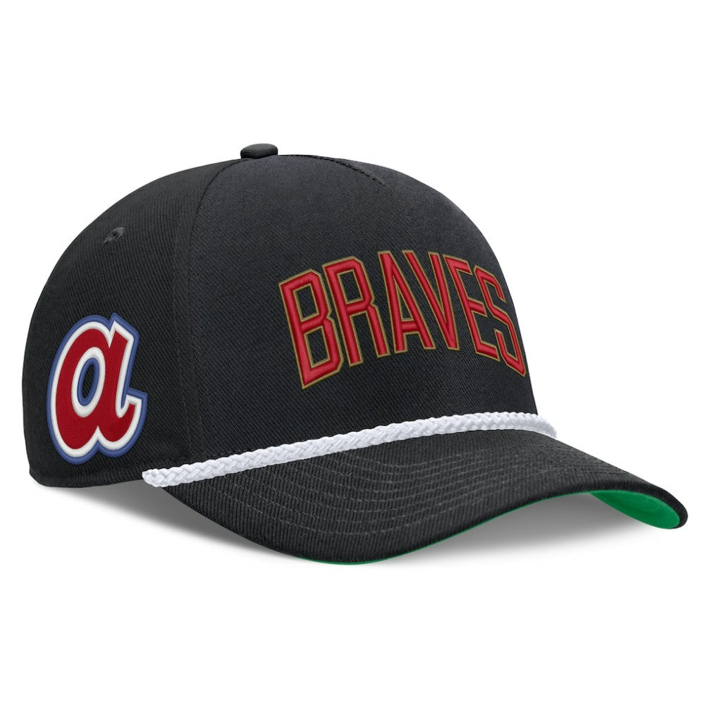 Black Atlanta Braves Nike Cooperstown Collection Rise Adjustable Hat