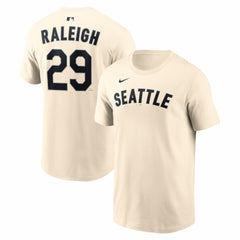 Natural Cal Raleigh Seattle Mariners Nike Name & Number T-Shirt