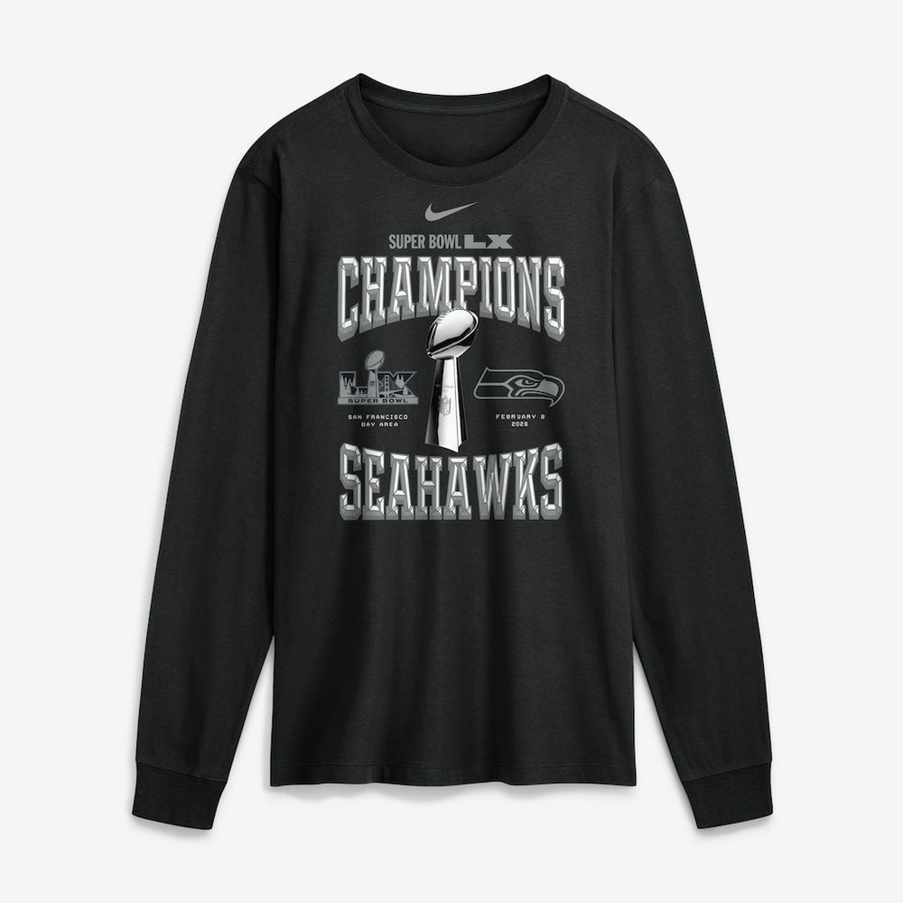 Super Bowl LX Champions Locker Room Trophy Collection Long Sleeve T-Shirt - Seattle Seahawks T-shirts