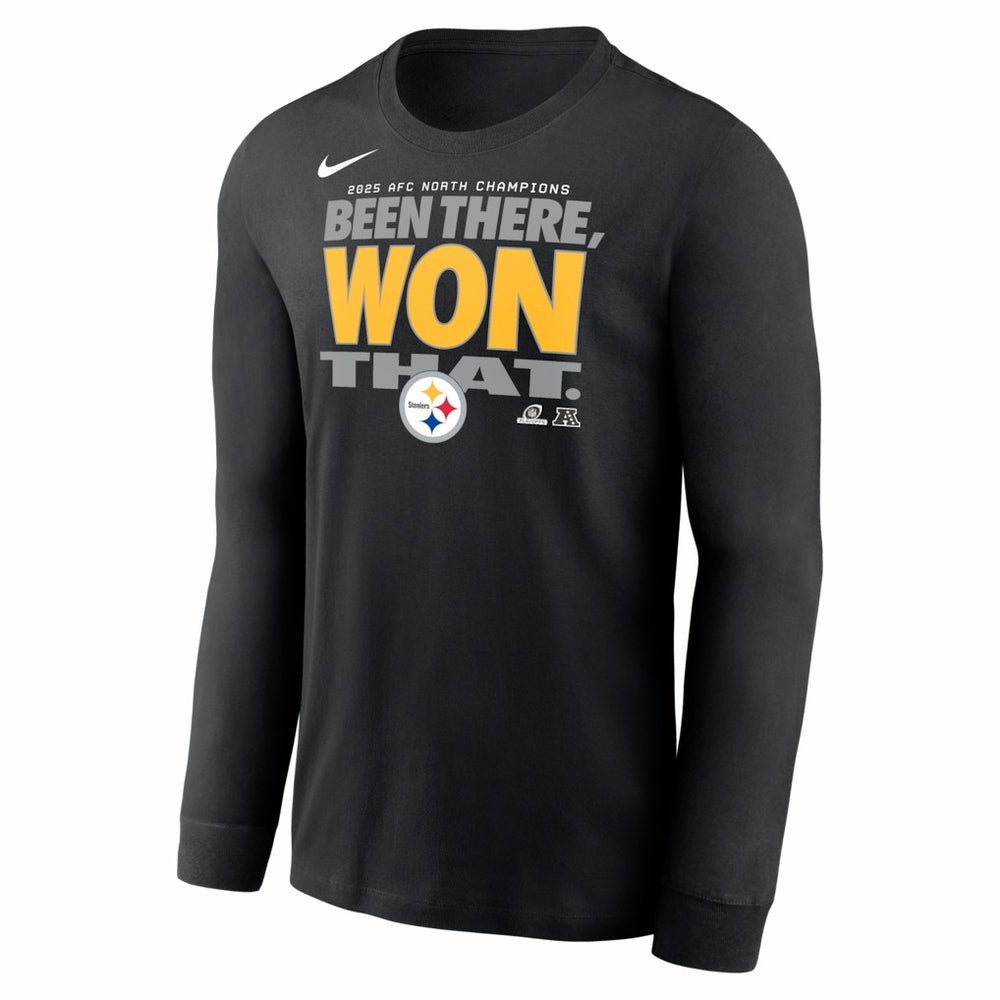 2025 AFC North Division Champions Locker Room Trophy Collection Long Sleeve T-Shirt - Pittsburgh Steelers T-shirts