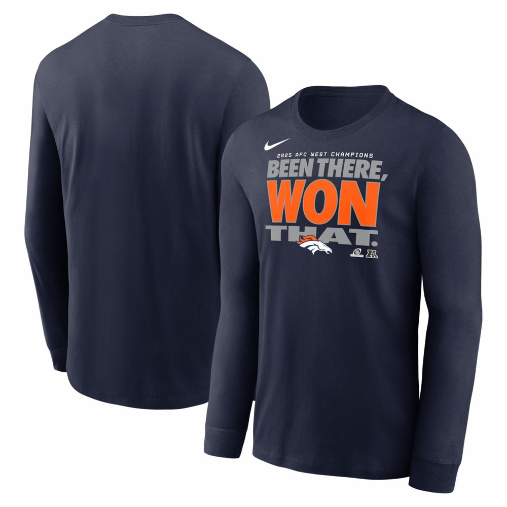 2025 AFC West Division Champions Locker Room Trophy Collection Long Sleeve T-Shirt - Denver Broncos T-shirts