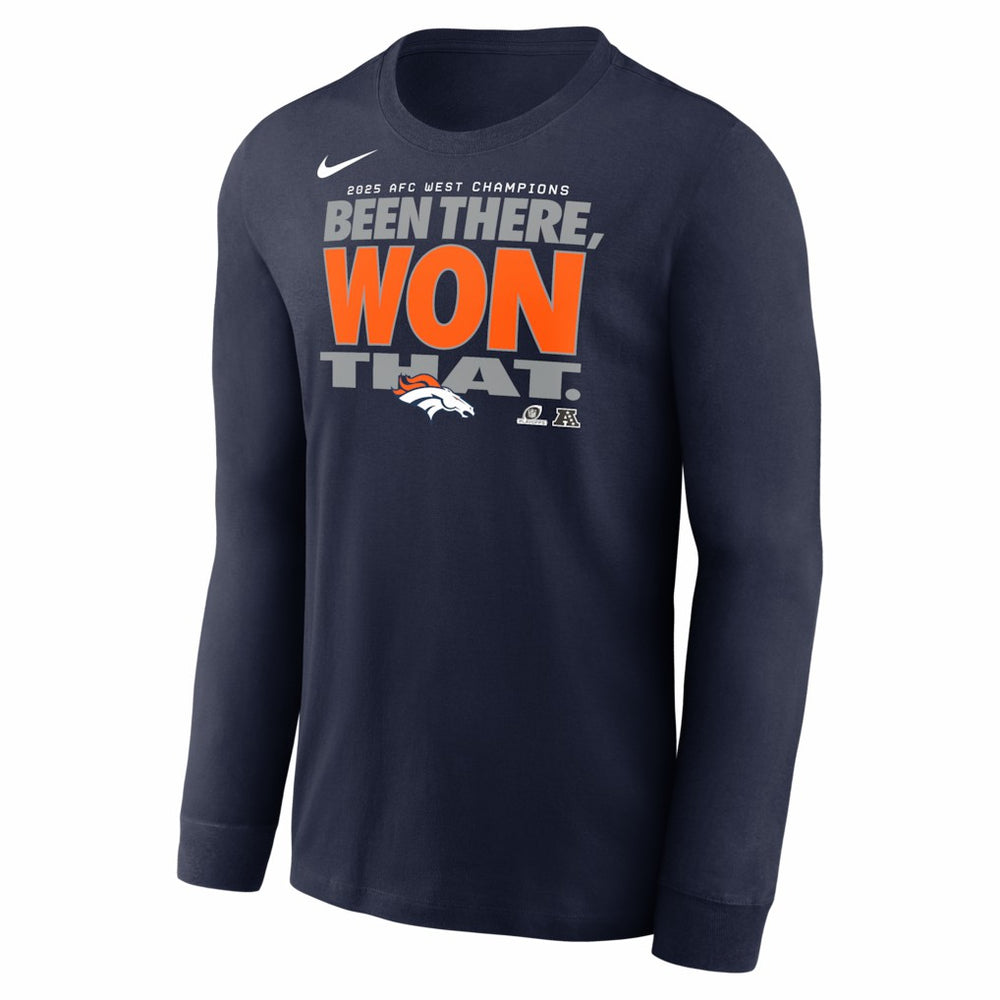 2025 AFC West Division Champions Locker Room Trophy Collection Long Sleeve T-Shirt - Denver Broncos T-shirts