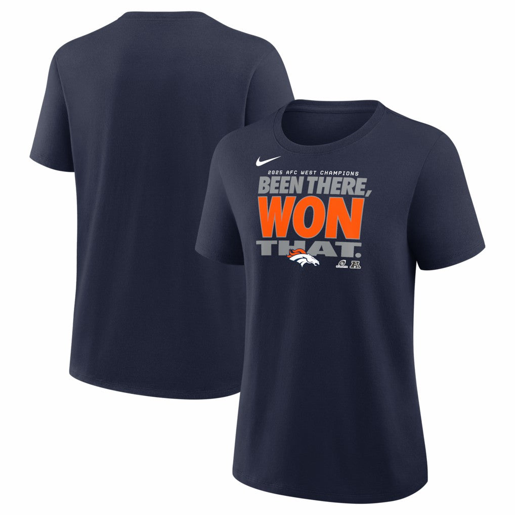 Women's 2025 AFC West Division Champions Locker Room Trophy Collection T-Shirt - Denver Broncos T-shirts