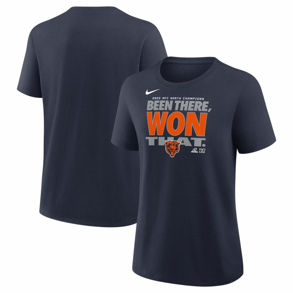 Women's 2025 NFC North Division Champions Locker Room Trophy Collection T-Shirt - Chicago Bears T-shirts