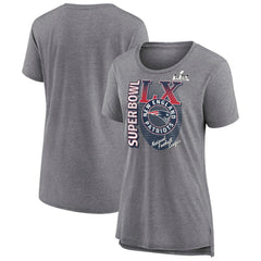 Women's Super Bowl LX Retro Tri-Blend T-Shirt - New England Patriots T-shirts