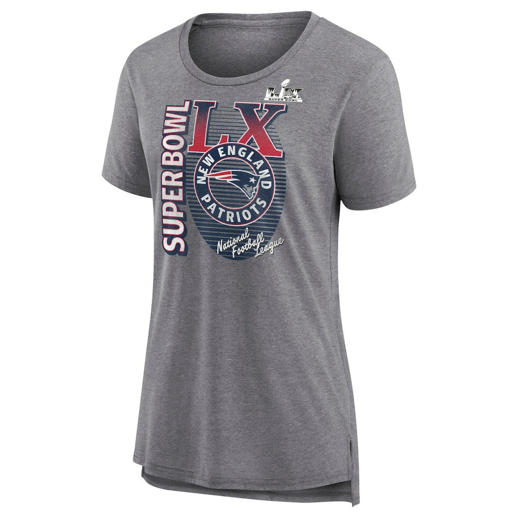Women's Super Bowl LX Retro Tri-Blend T-Shirt - New England Patriots T-shirts