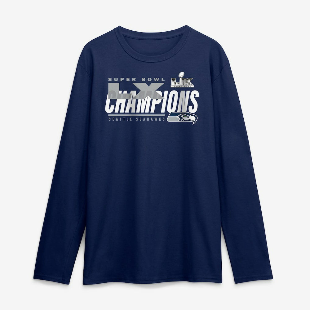 Super Bowl LX Champions Iconic Victory Long Sleeve T-Shirt - Seattle Seahawks T-shirts