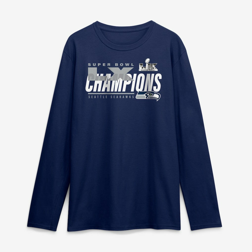 Super Bowl LX Champions Iconic Victory Long Sleeve T-Shirt - Seattle Seahawks T-shirts