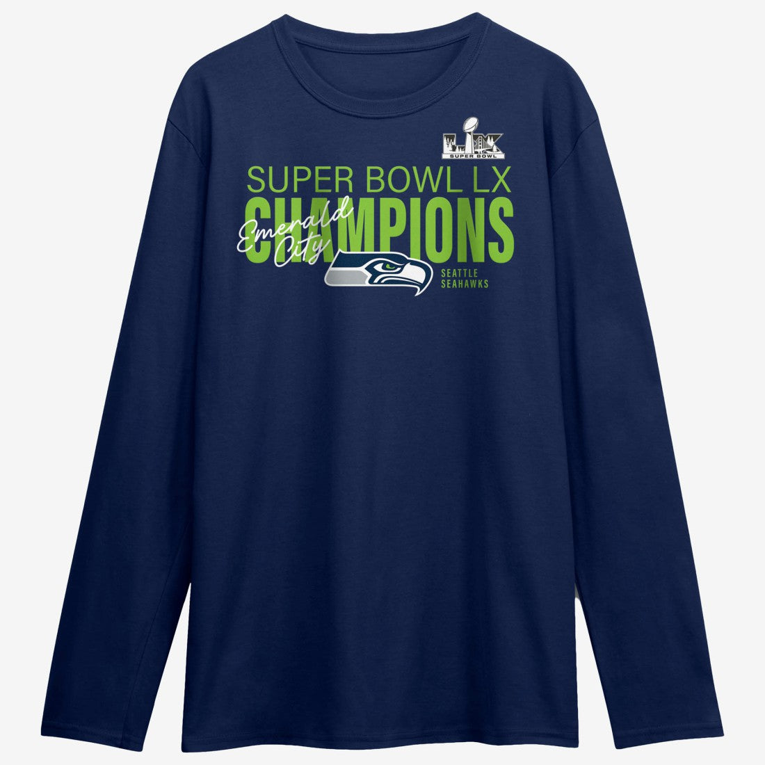 Super Bowl LX Champions Autograph Signing Long Sleeve Roster T-Shirt - Seattle Seahawks T-shirts