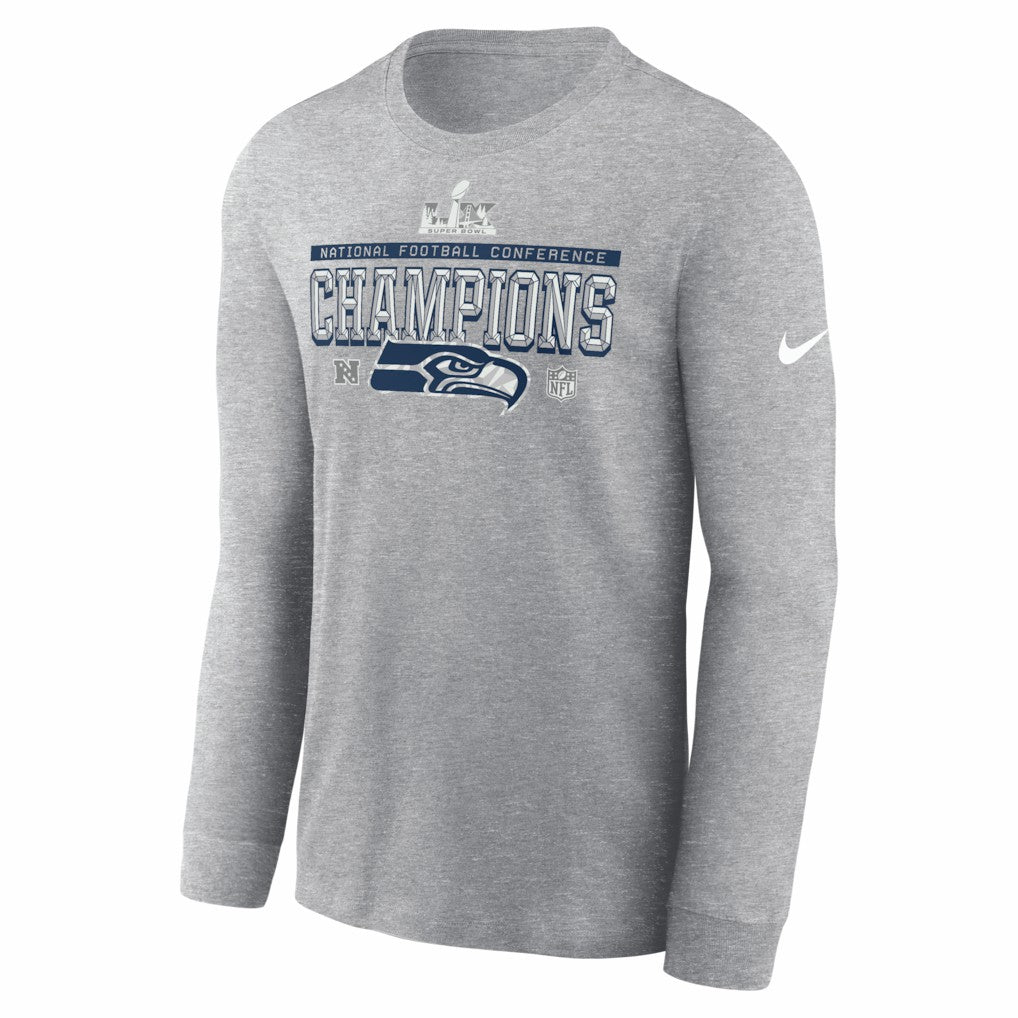 2025 NFC Champions Locker Room Trophy Collection Long Sleeve T-Shirt - Seattle Seahawks T-shirts