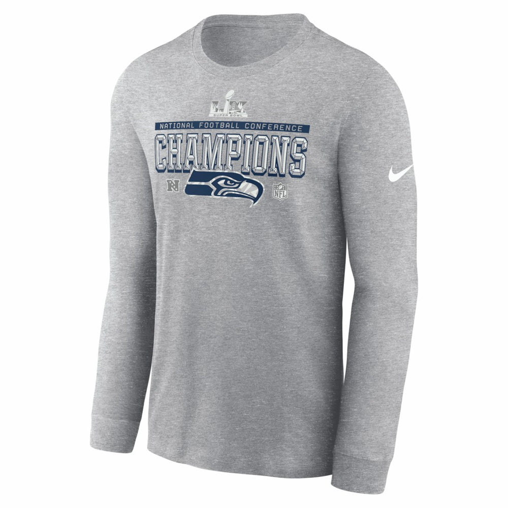 2025 NFC Champions Locker Room Trophy Collection Long Sleeve T-Shirt - Seattle Seahawks T-shirts
