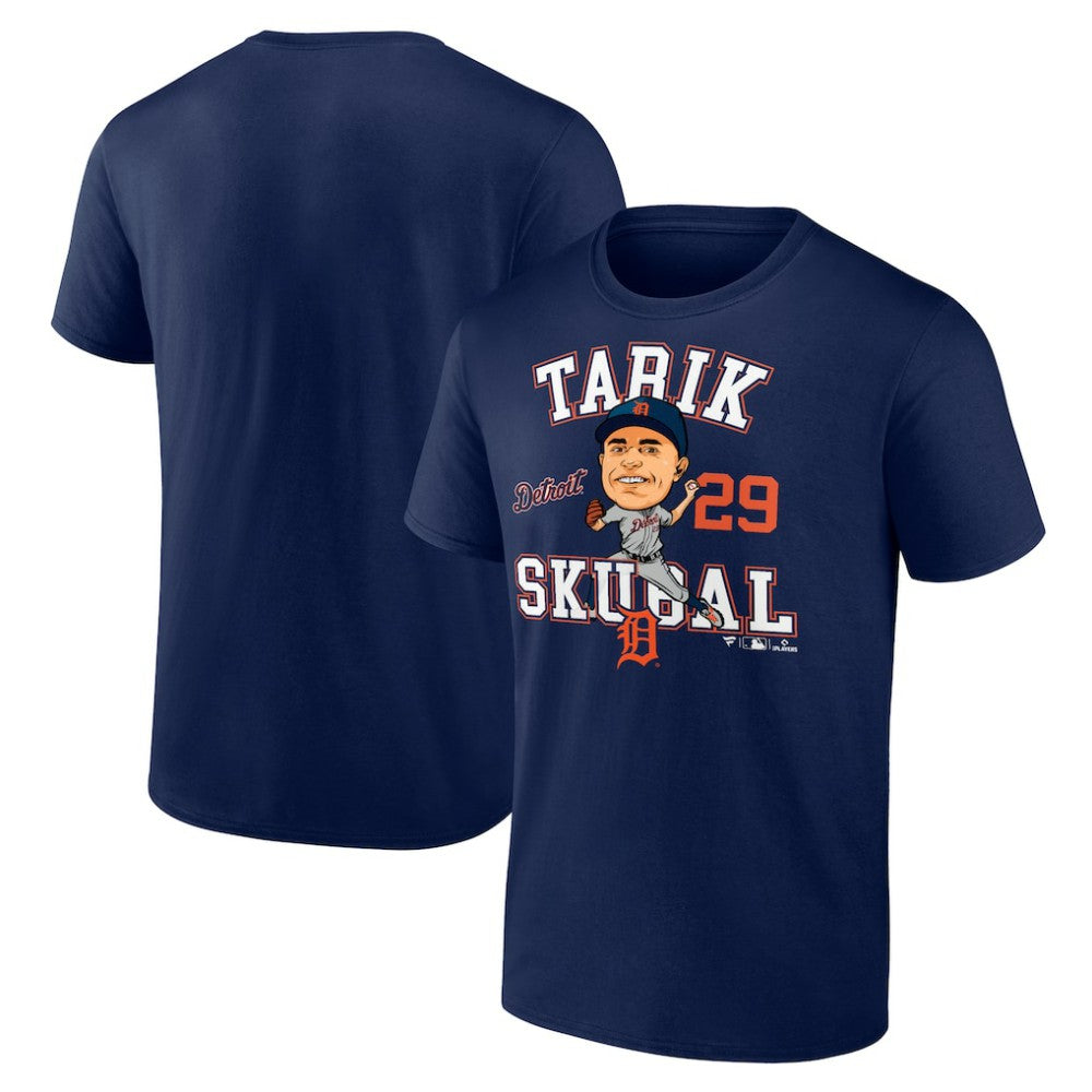 Navy Tarik Skubal Detroit Tigers Fanatics Hometown Caricature Player T-Shirt