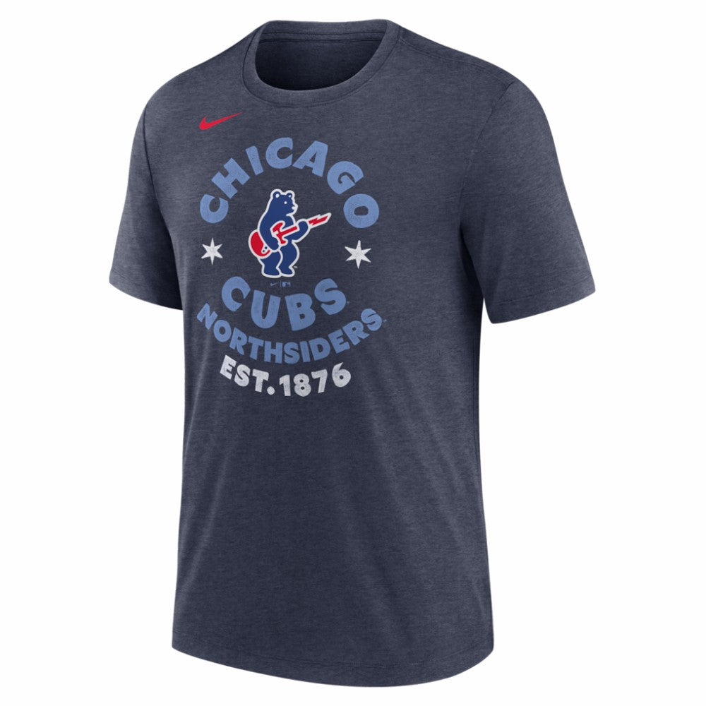 Heather Navy Chicago Cubs Nike Electric Bear Tri-Blend T-Shirt