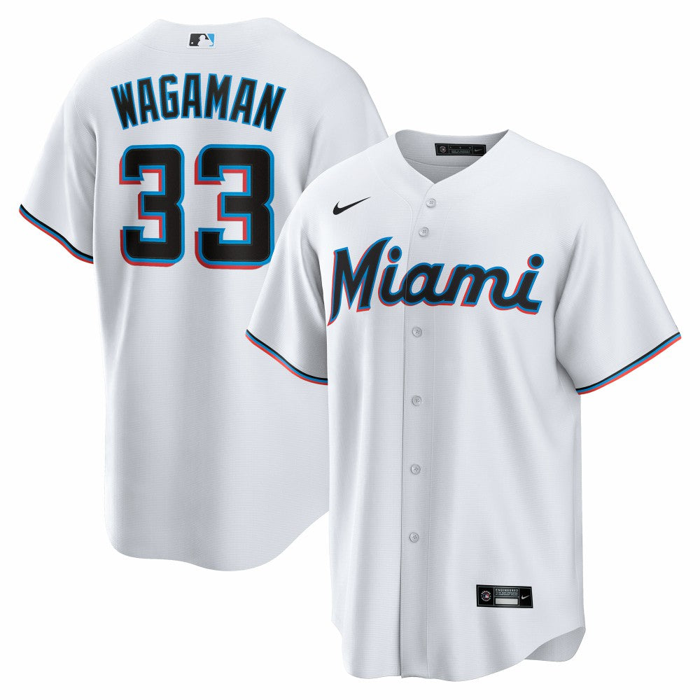 White Eric Wagaman Miami Marlins Nike Home Replica Jersey