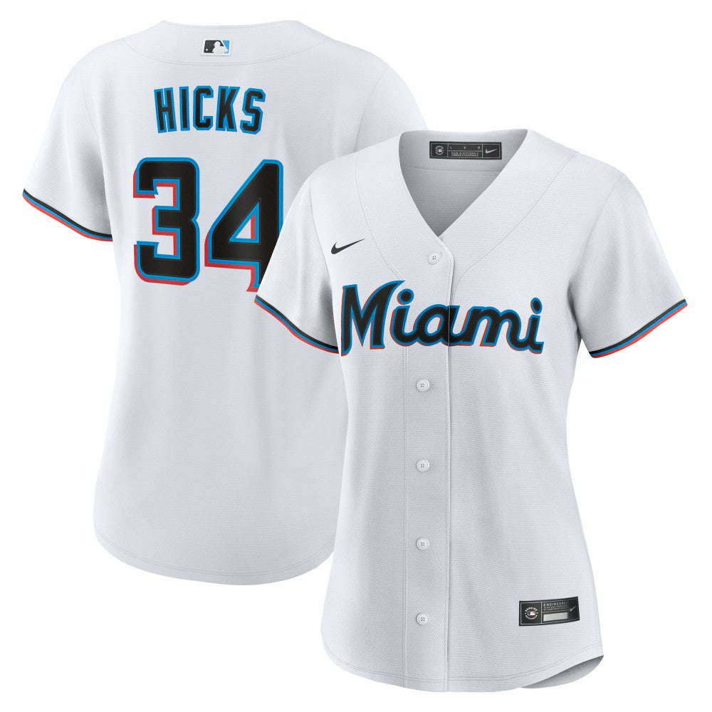 White Liam Hicks Miami Marlins Nike Women's Home Replica Jersey