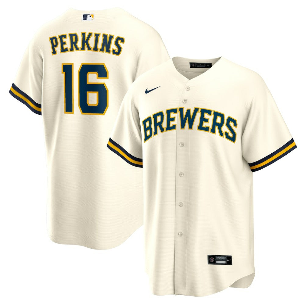 Cream Blake Perkins Milwaukee Brewers Nike Home Replica Jersey