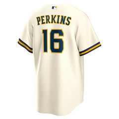 Cream Blake Perkins Milwaukee Brewers Nike Home Replica Jersey