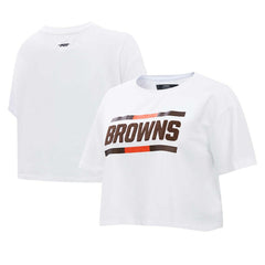 Pro Standard Women's New Helmet Capsule Cropped T-Shirt - Cleveland Browns T-shirts